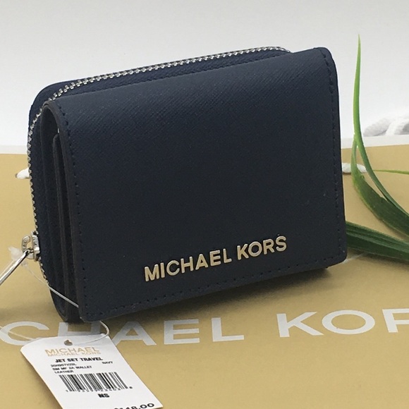 Michael Kors Handbags - MICHAEL KORS SM MF ZA WALLET NAVY 35H9GTVZ5L